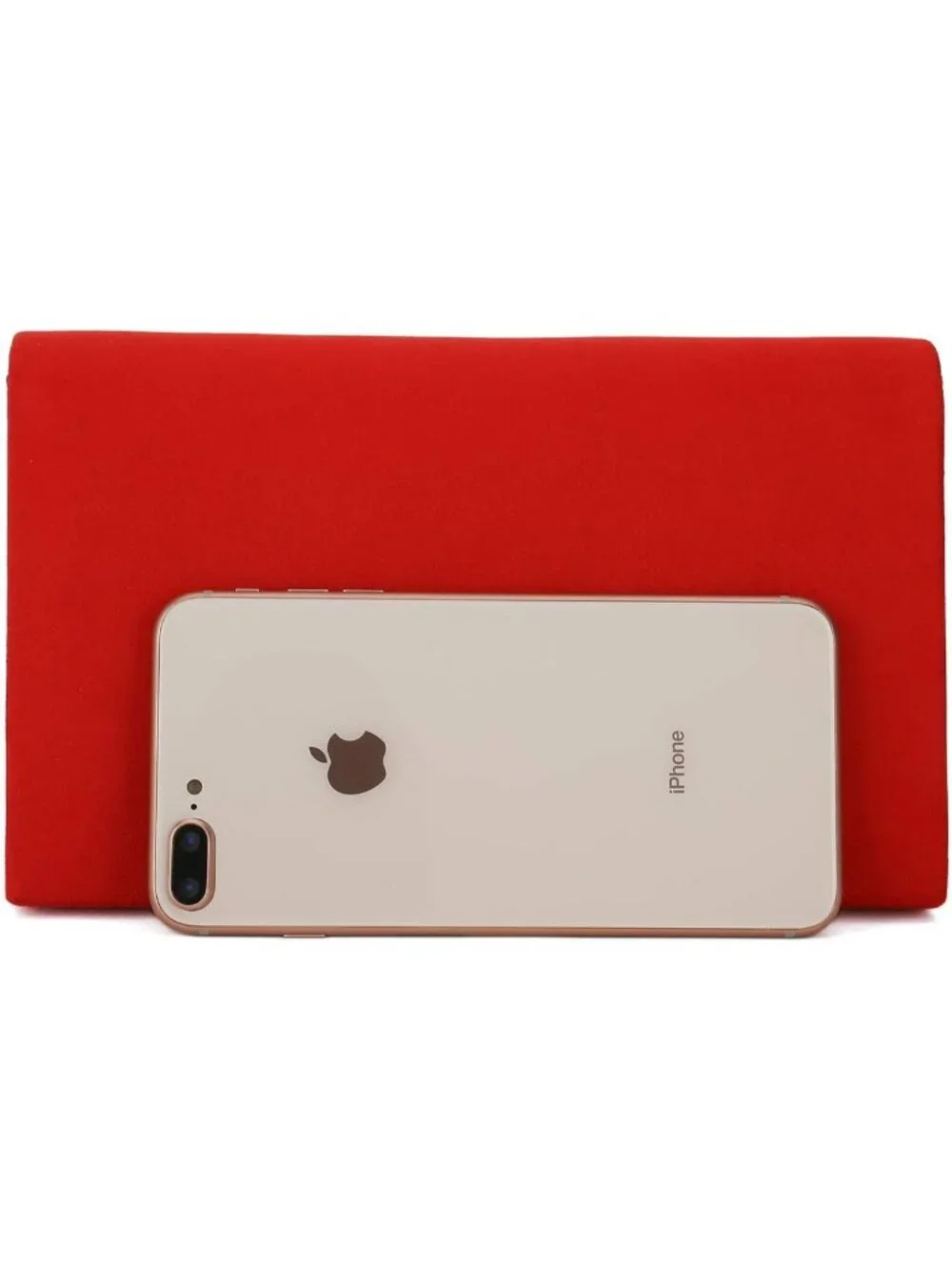 👜 Women's Red Faux Suede Clutch Bag Elegant Metal Binding Evening Purse